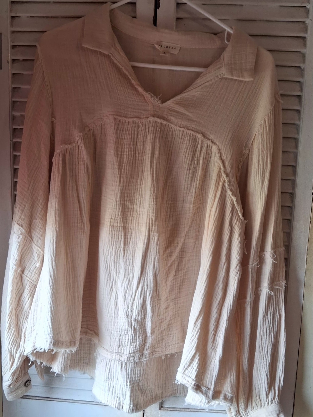 Promesa Cream Boho Cotton Gauze Tunic Top